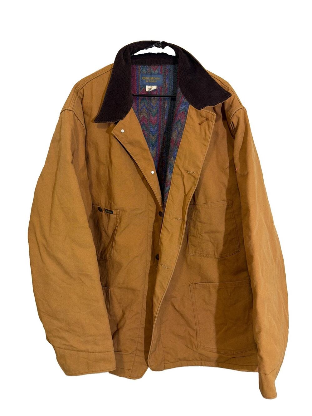 Vintage Osh Kosh Barn Jacket Chore Coat Mens Blanket Lined Duck Canvas USA